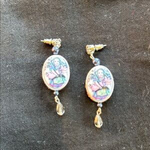 Vintage Style Gold and Pink Earrings